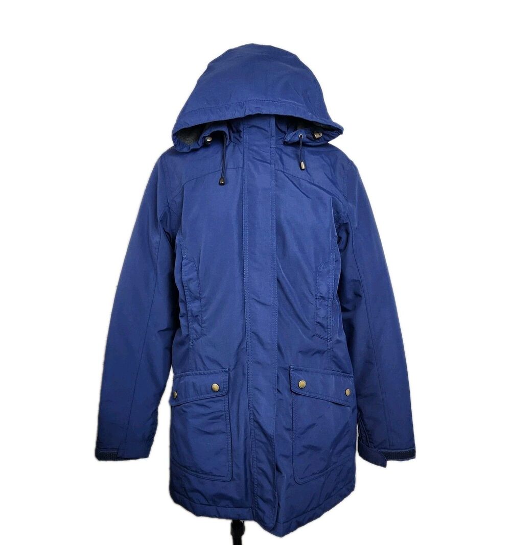 Lands' End Squall Waterproof Parka Blue Womens S Removable Hood Utility Pockets